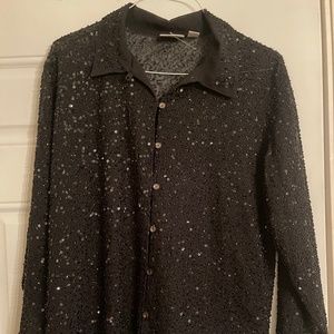 Beautiful Black Beaded Blouse by Chico’s NWOT 3